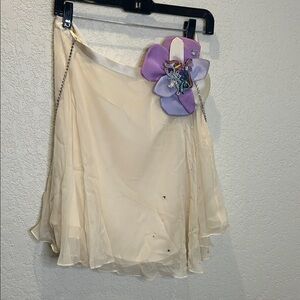 Meghan Silk Skirt with Purple Floral Accent